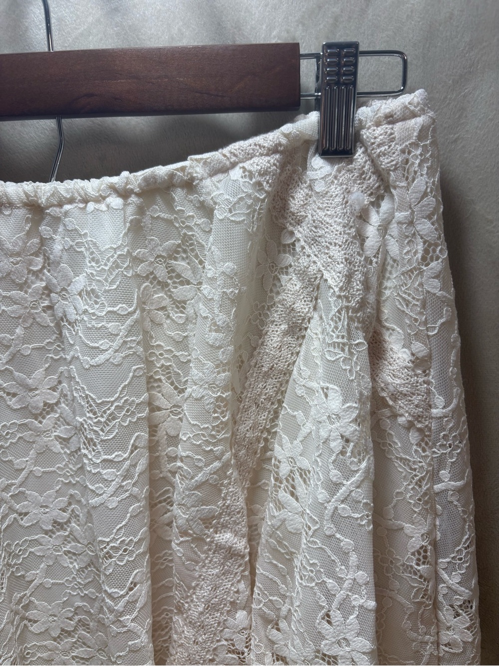 No Boundaries Ivory Lace Wrap Mini Skirt Cover-Up Women’s Large